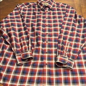 Roundtree & Yorke Red and Blue Casual Button Down Shirt
